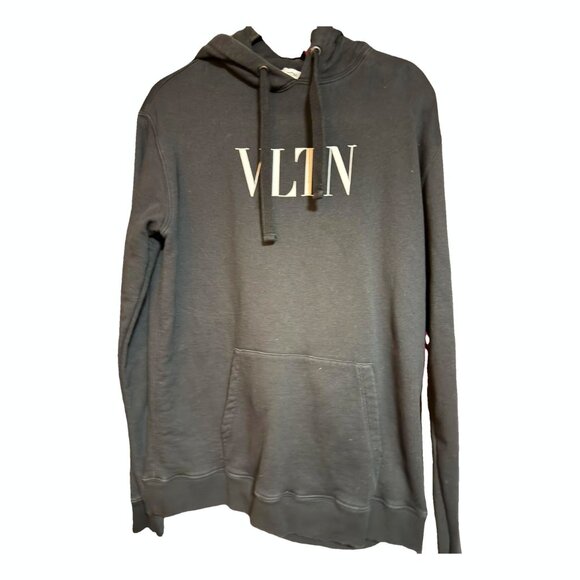 $1295 Authentic VALENTINO Made in ITALY Men’s Black Hoodie Sweatshirt Sz.XL - Picture 1 of 12